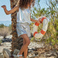 Silver Faux Suede Shorts with Bow for Girls