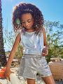 Silver Faux Suede Shorts with Bow for Girls