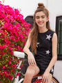Glitter Star Black Sweatshirt Tank for Girls