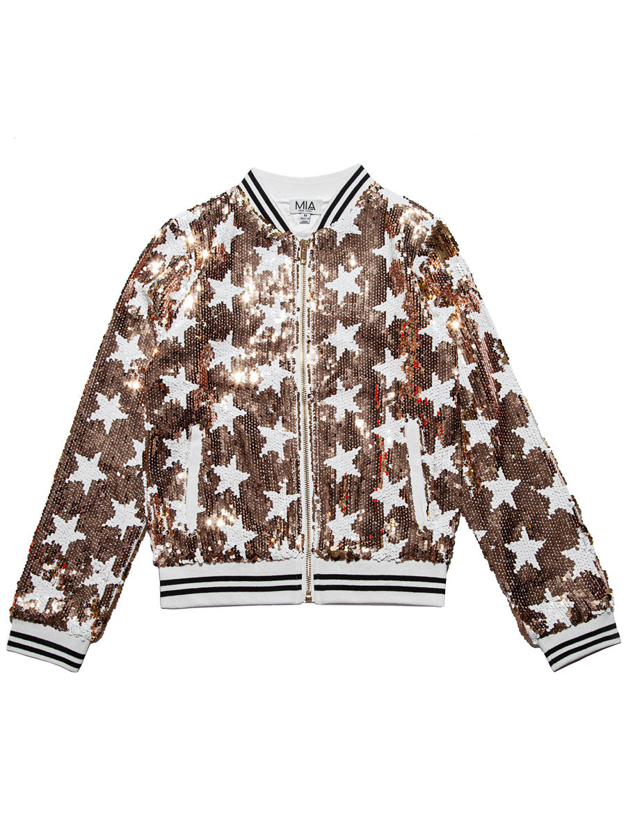 Girls Gold Star Sequin Jacket Alt 5
