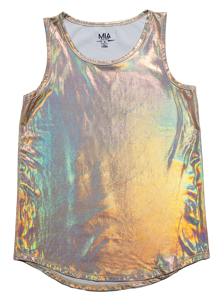 Girls Gold Holographic Tank Alt 1