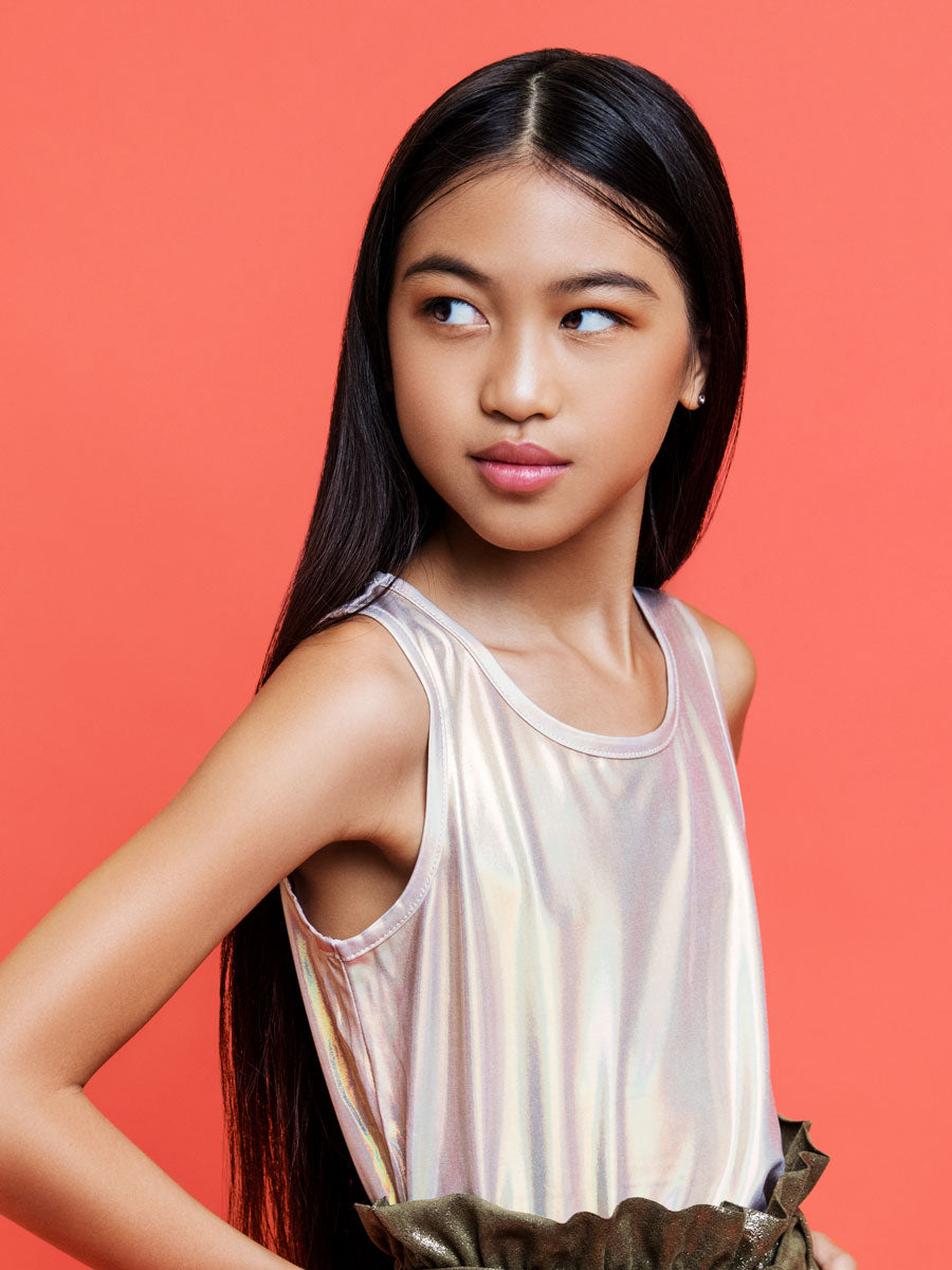 Girls Gold Holographic Tank