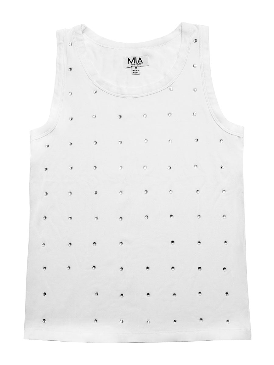Girls White Studded Tank Alt 1