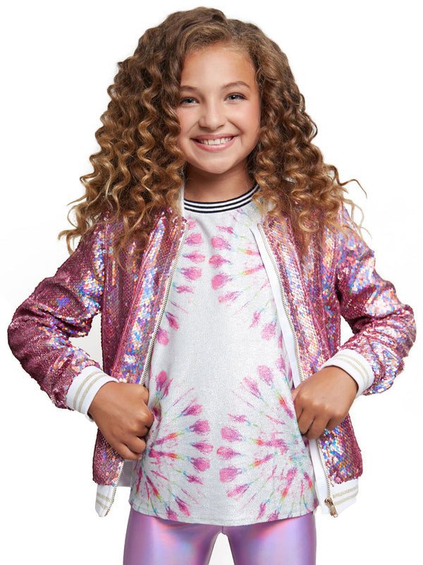 Pink Iridescent Sequin Jacket for Girls Chasing Fireflies
