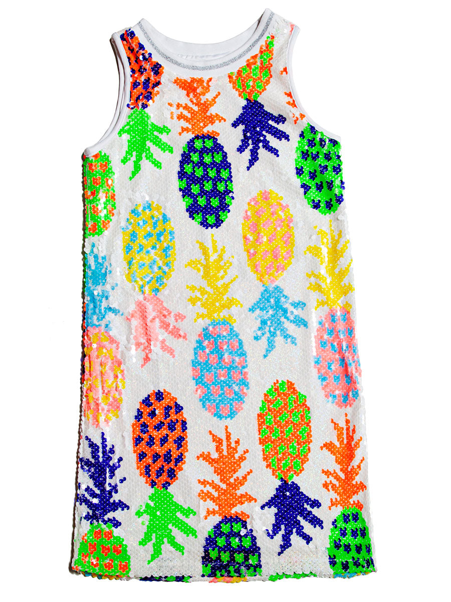Girls White Pineapple Dress Alt 2
