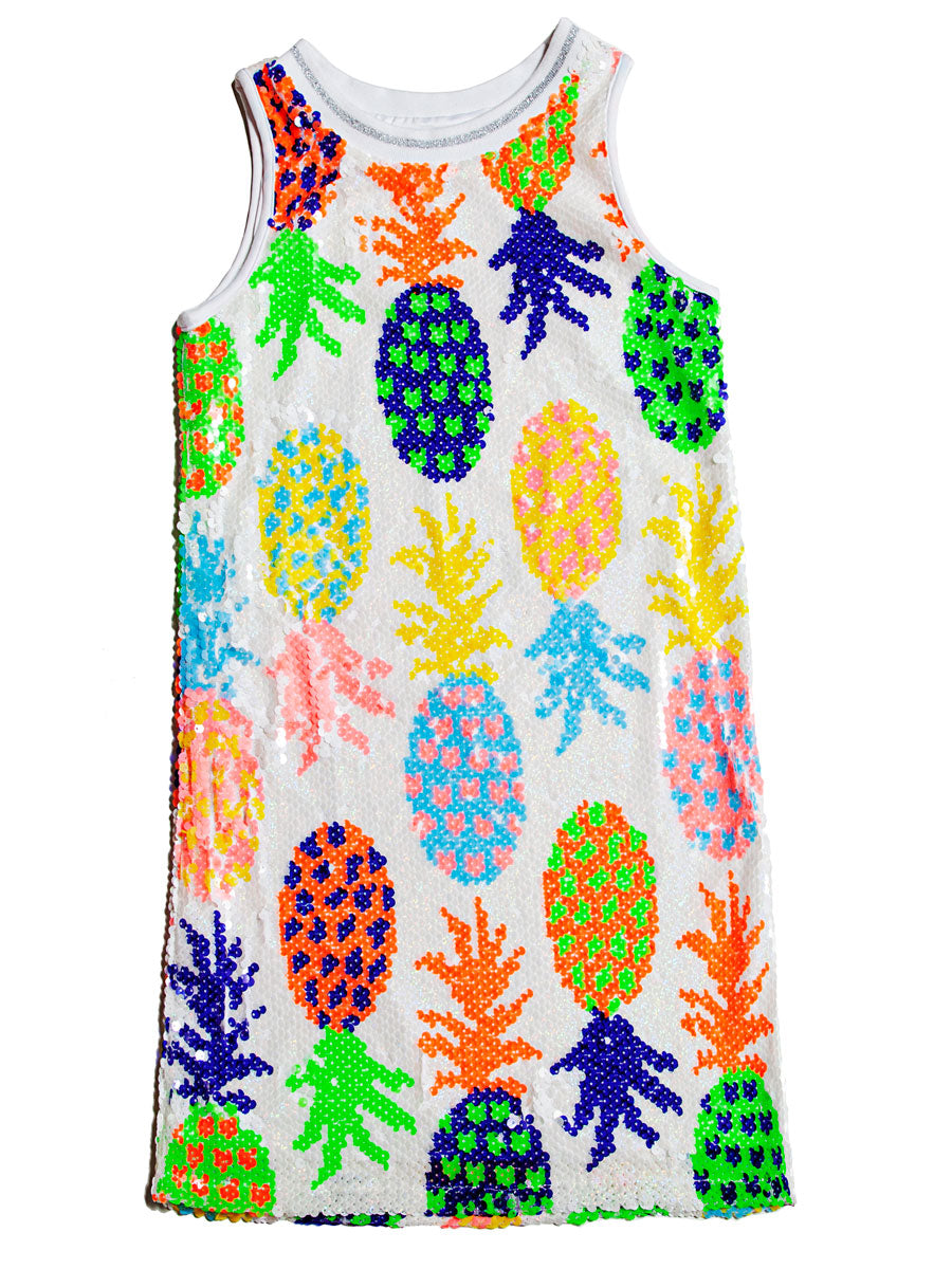 Girls White Pineapple Dress Alt 2