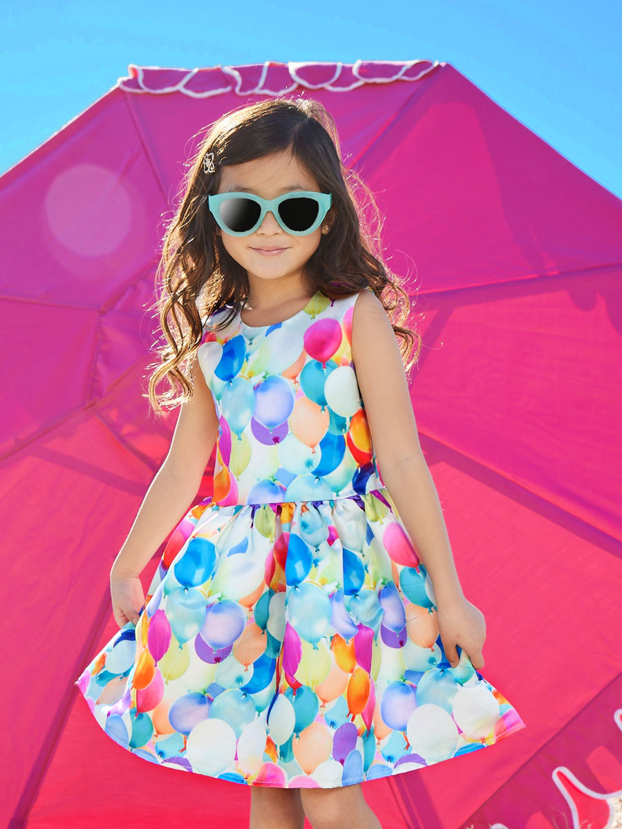 Balloon Print Party Dress for Girls