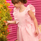 Girls Ruffle-Front Pink Scuba Dress Alt 2