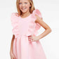 Girls Ruffle-Front Pink Scuba Dress Alt 3