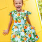 Girls Orange Print Dress Alt 1
