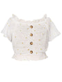 Embroidered White Daisy Top for Girls