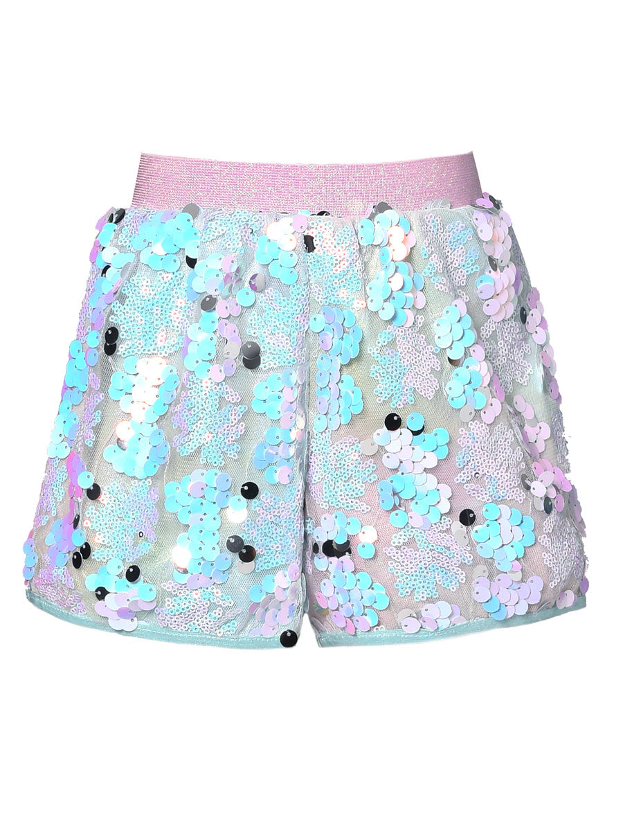 Girls Pink Light Blue  Sequin Short Alt 2