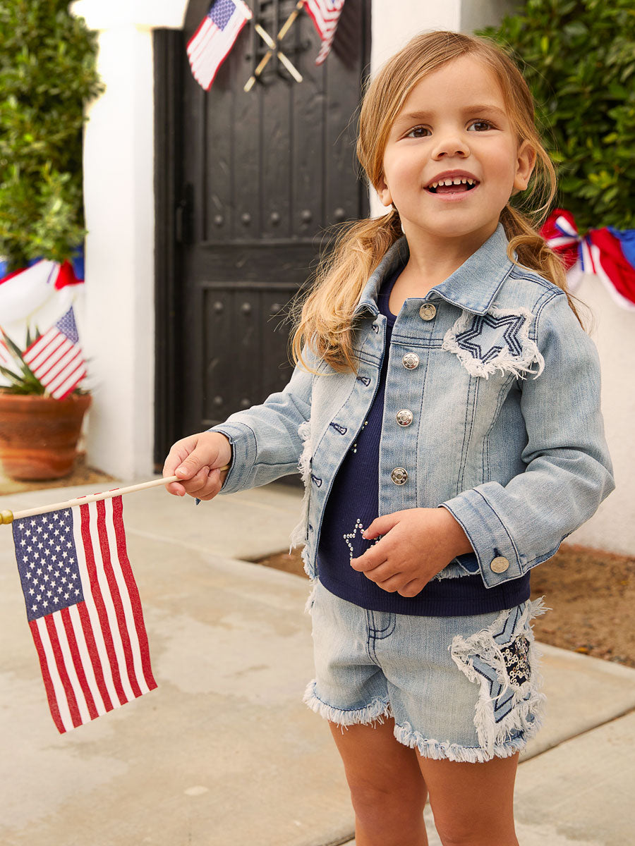 Girls Denim Short Star