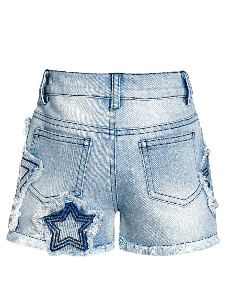 Girls Denim Short Star Back