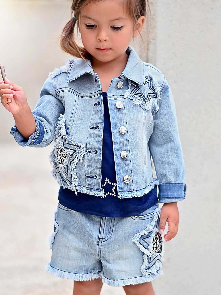 Girls Denim Short Star