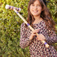 Girls Pink Leopard Print Long Sleeve Dress Alt 1