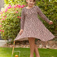 Girls Pink Leopard Print Long Sleeve Dress Alt 2