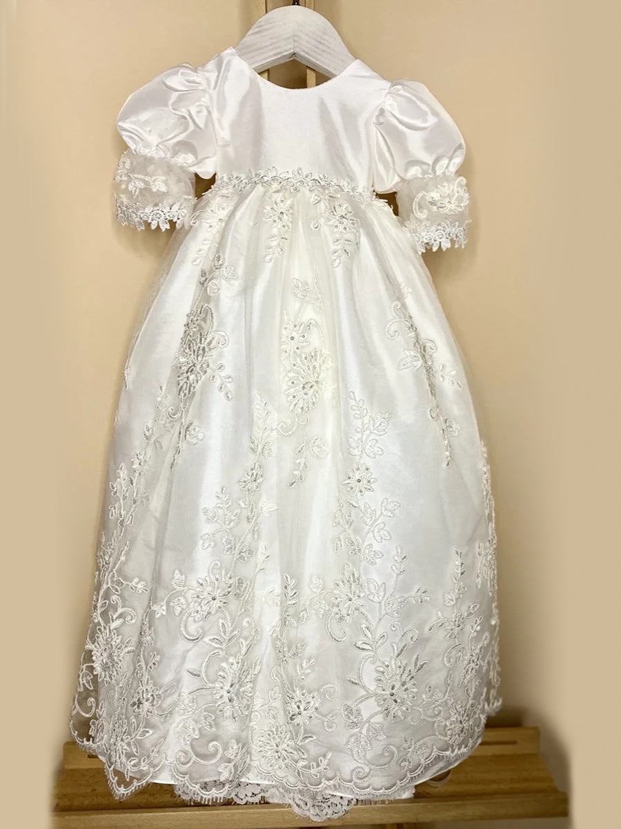 Satin & Lace Christening Gown for Baby