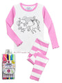 Unicorn Color Me In Pajama Set with Fabric Markers