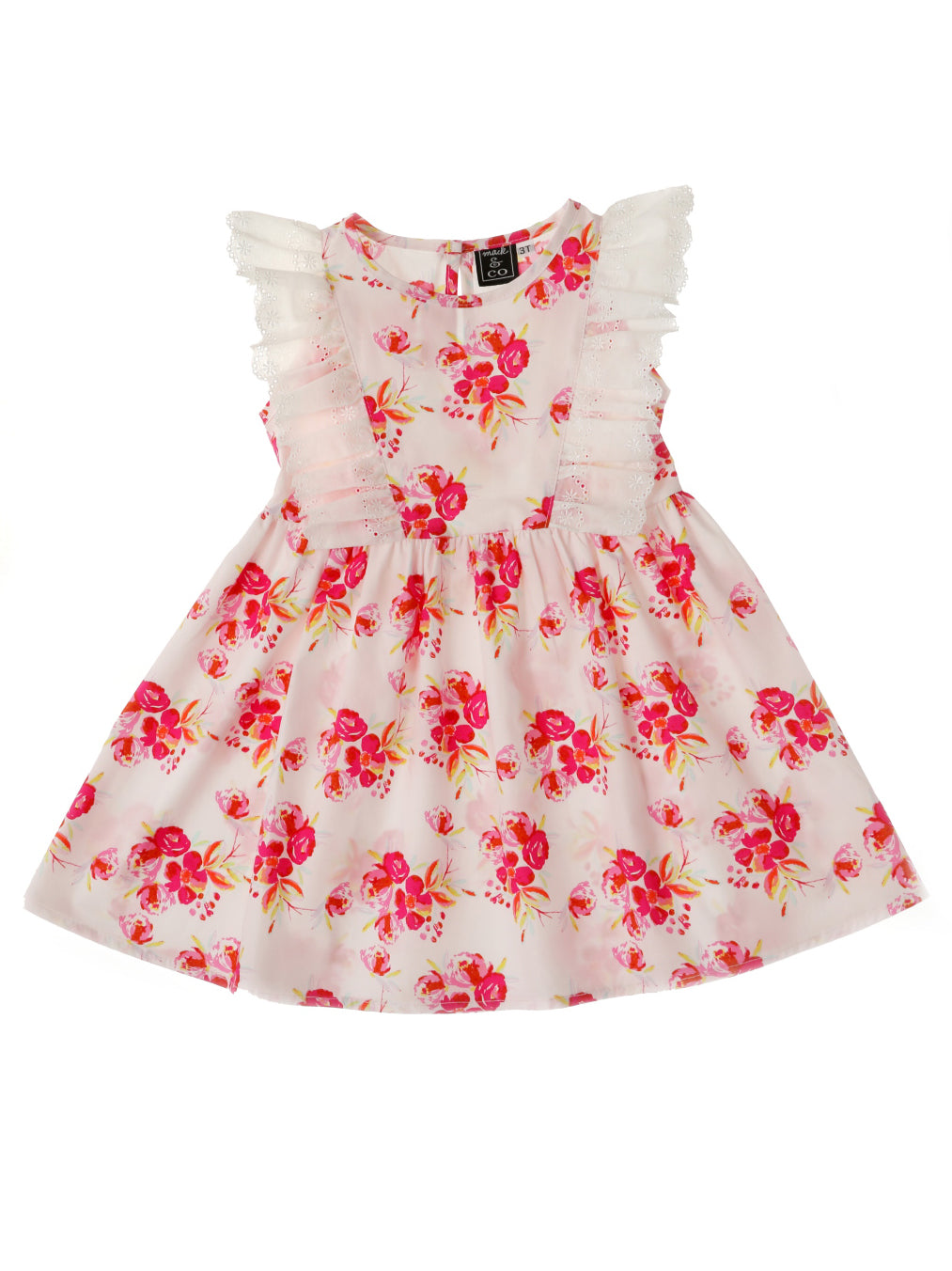 Pink Woven Floral With Eyelet Trim Alt