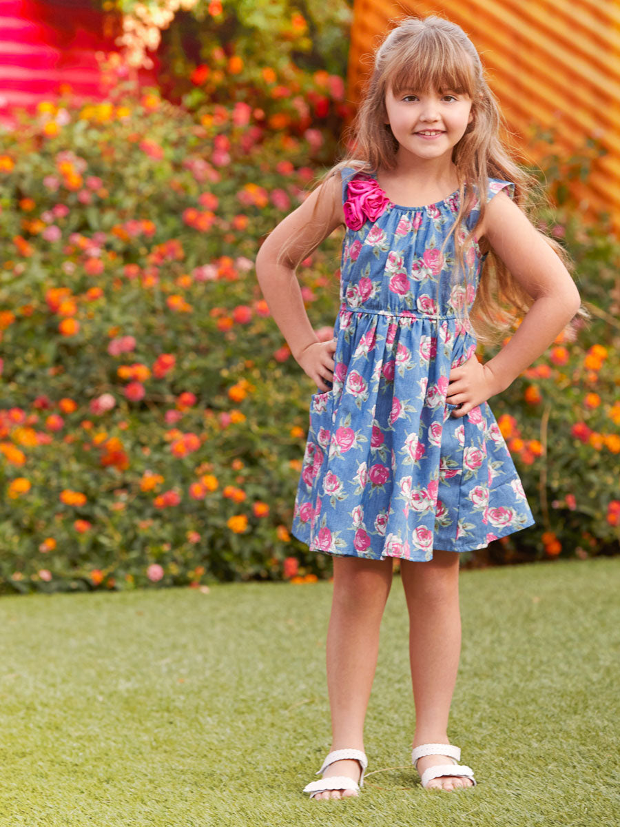 Chambray Rose Dress Alt 1