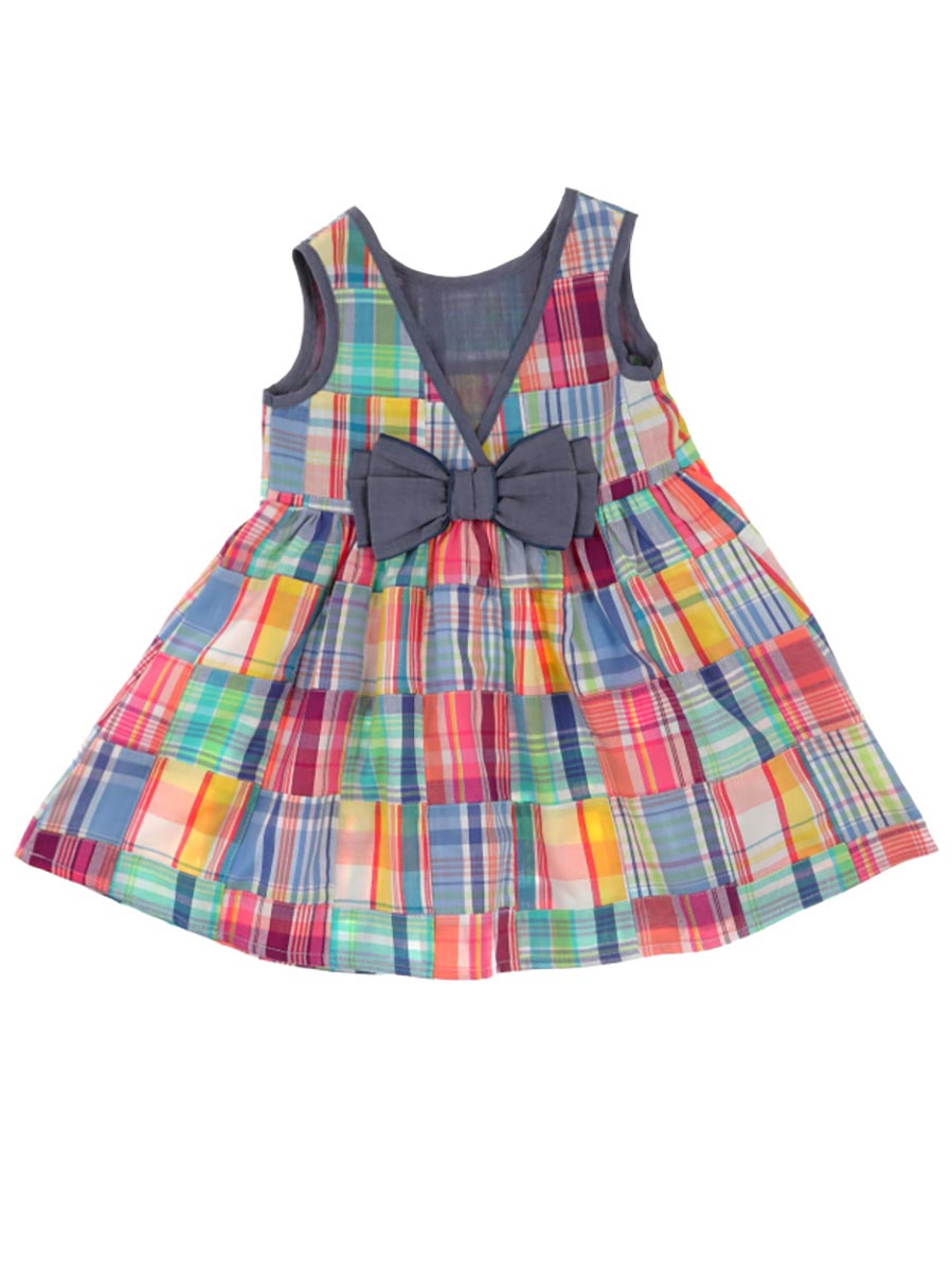 Patchwork Plaid V-Back Dress Back
