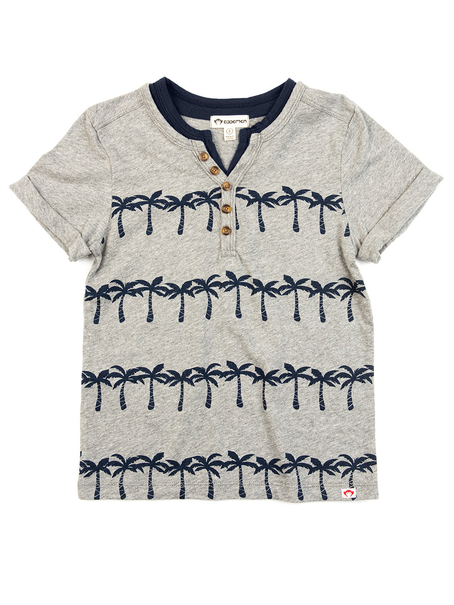 Boys Palm Print Henley Tee Alt 2
