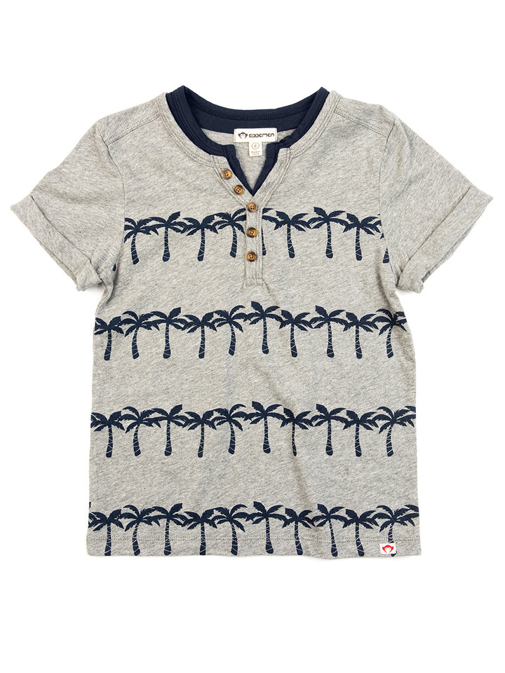 Boys Palm Print Henley Tee Alt 2