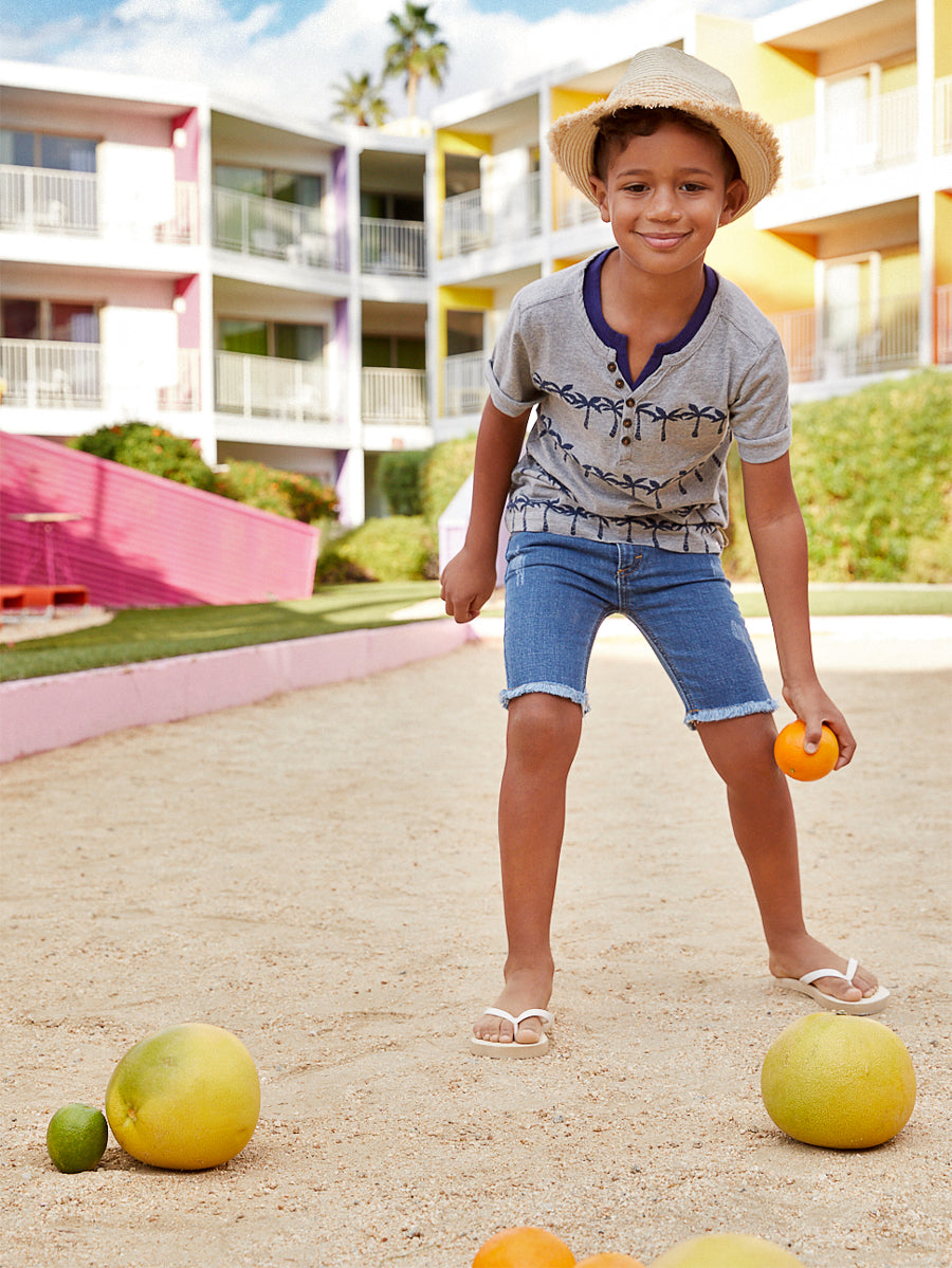 Boys Palm Print Henley Tee Alt 1