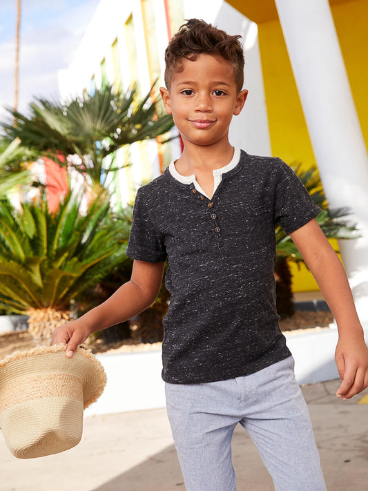 Boys Black Henley Tee