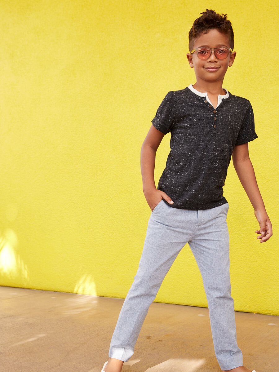Boys Black Henley Tee Alt 2