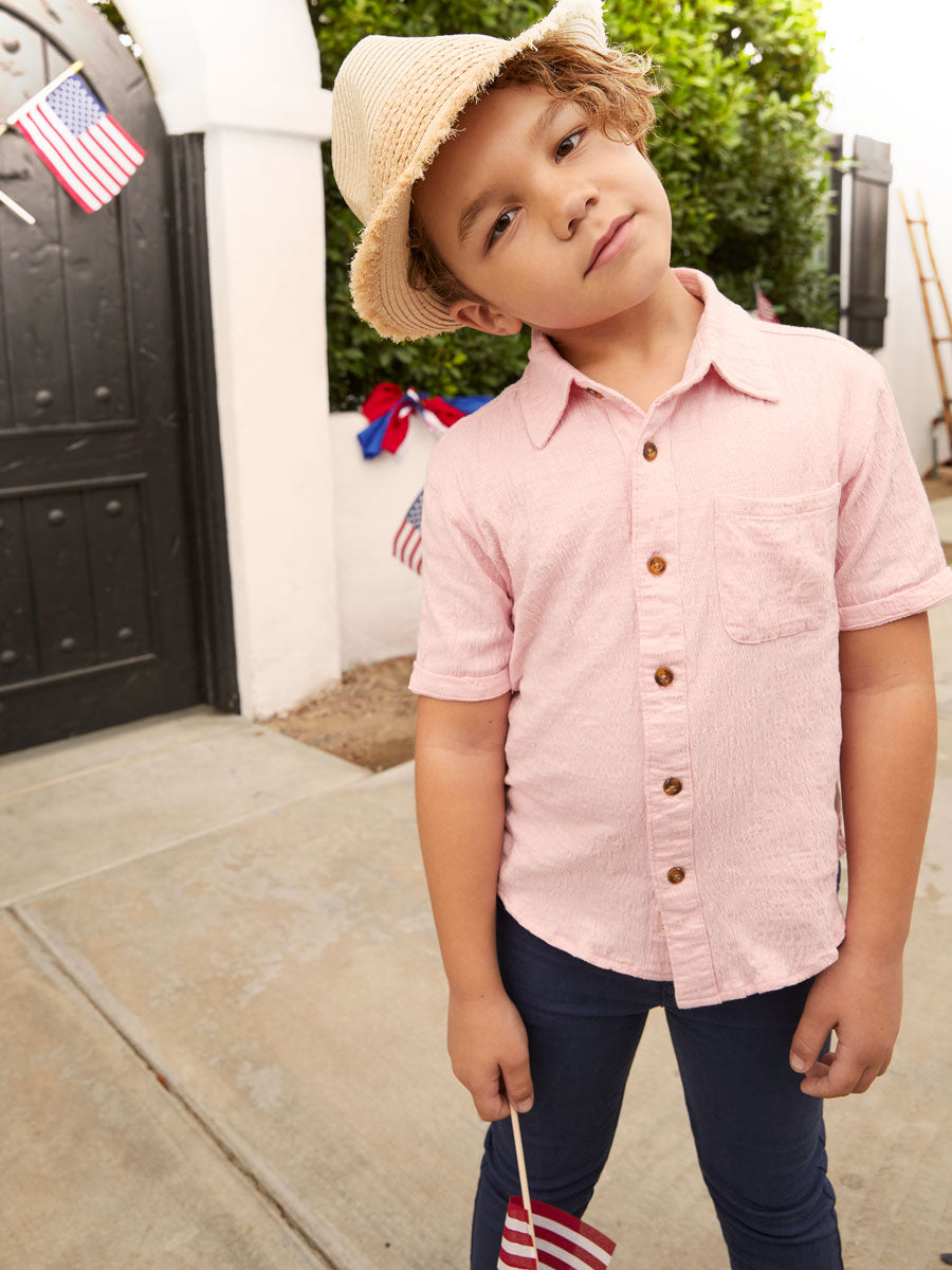 Boys Chalk Pink Beach Shirt Alt 1