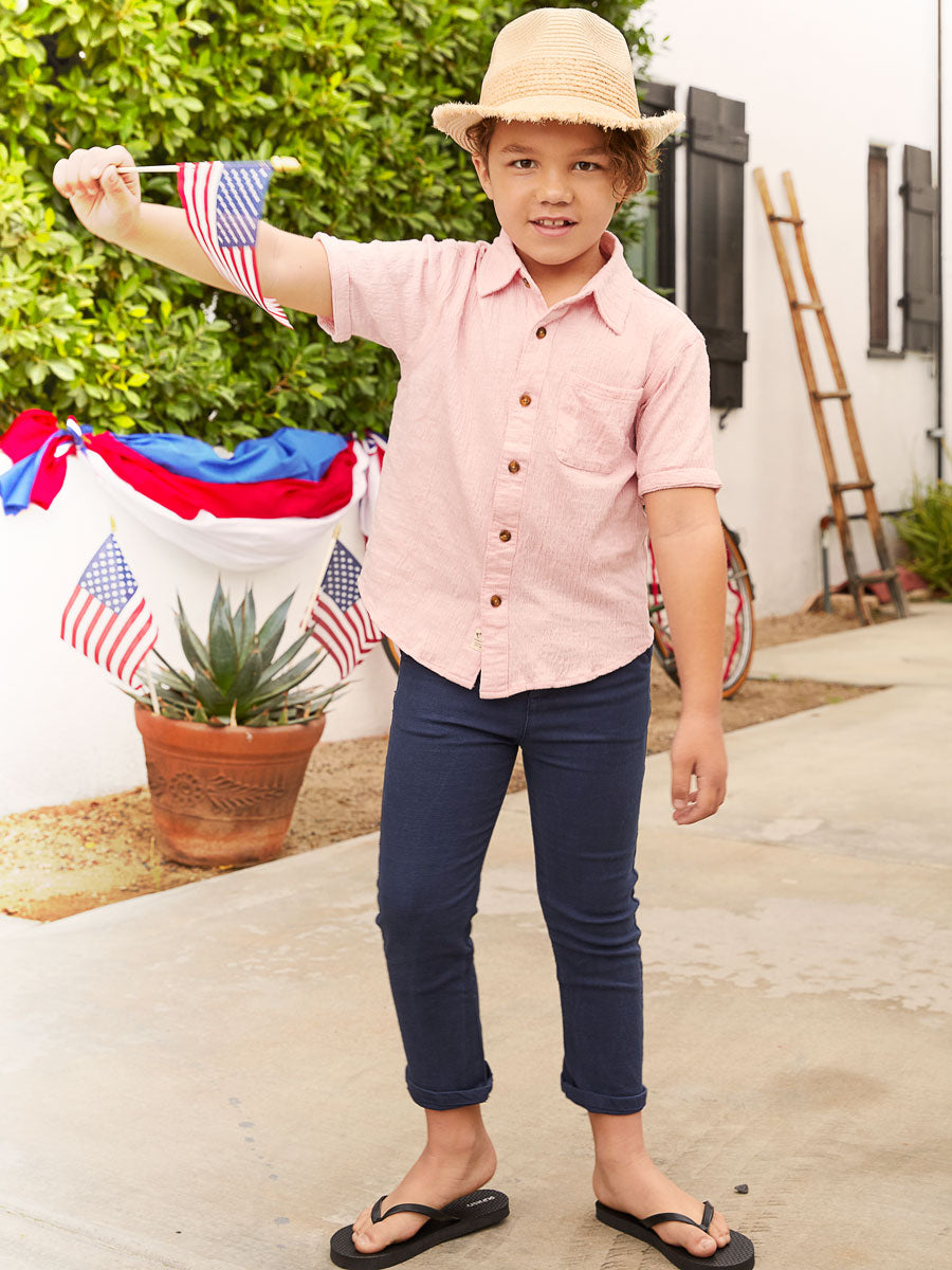 Blue pant and pink shirt sales
