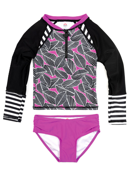 Girls Long Sleeve Rash Guard Set with Swim Pants ALt 3