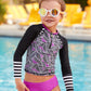 Girls Long Sleeve Rash Guard Set with Swim Pants