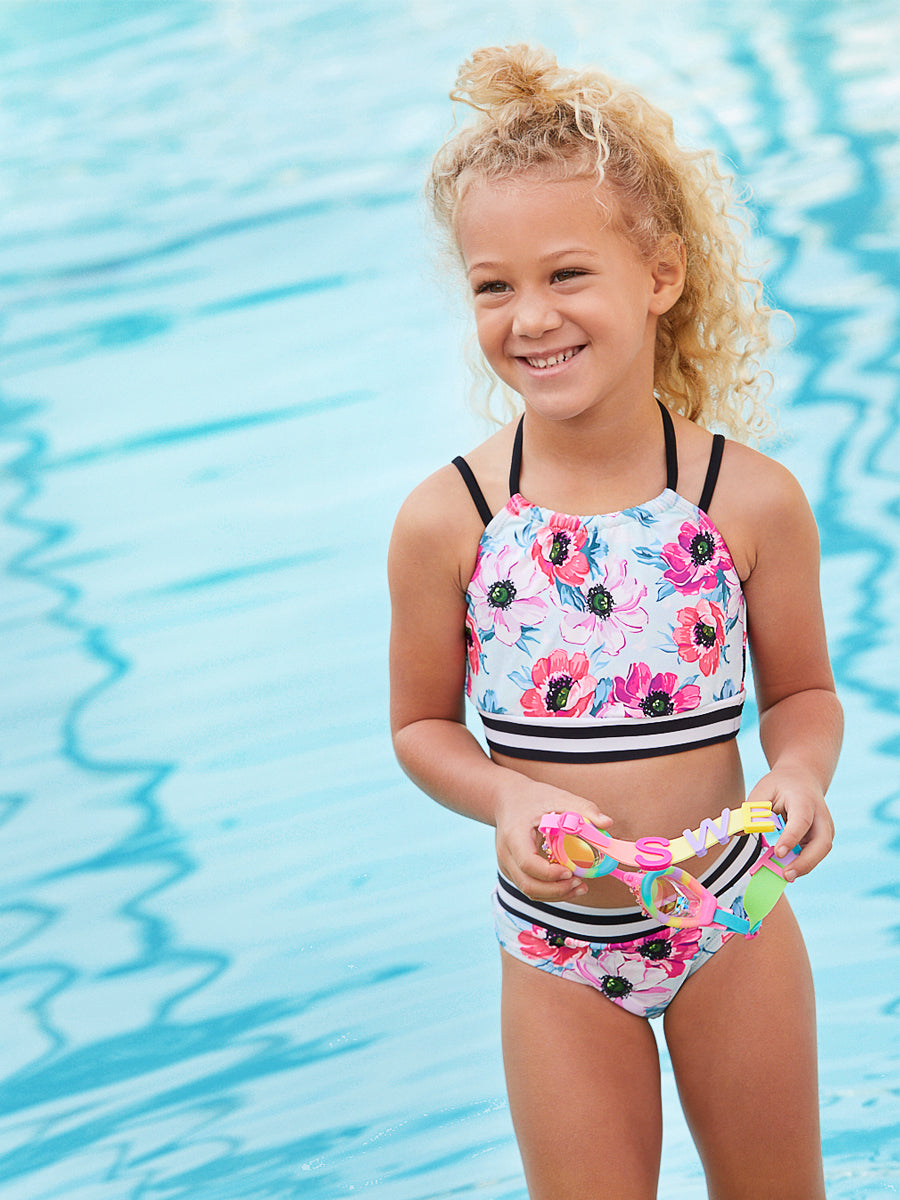 Girls Coastal Poppies Bikini Set