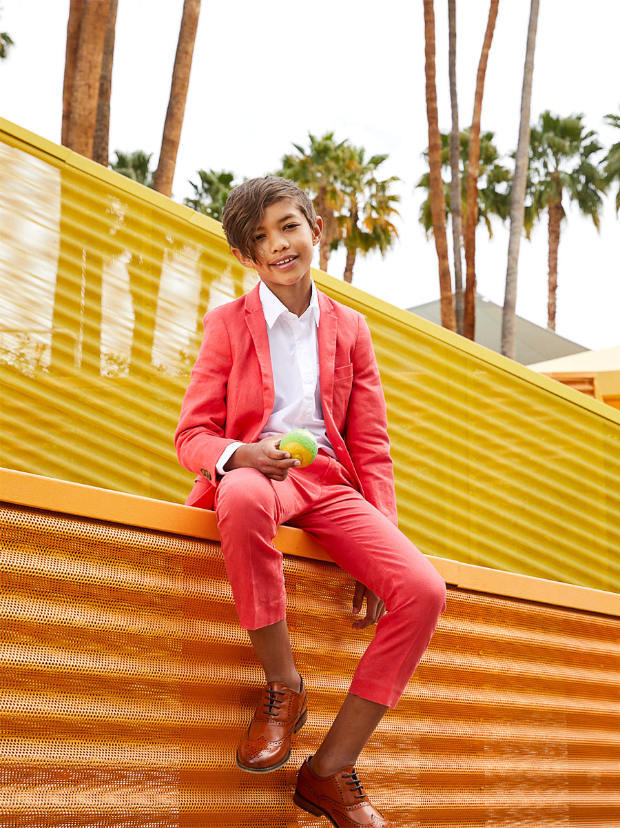 Boys 2 Piece Poppy Red Mod Suit Alt 1