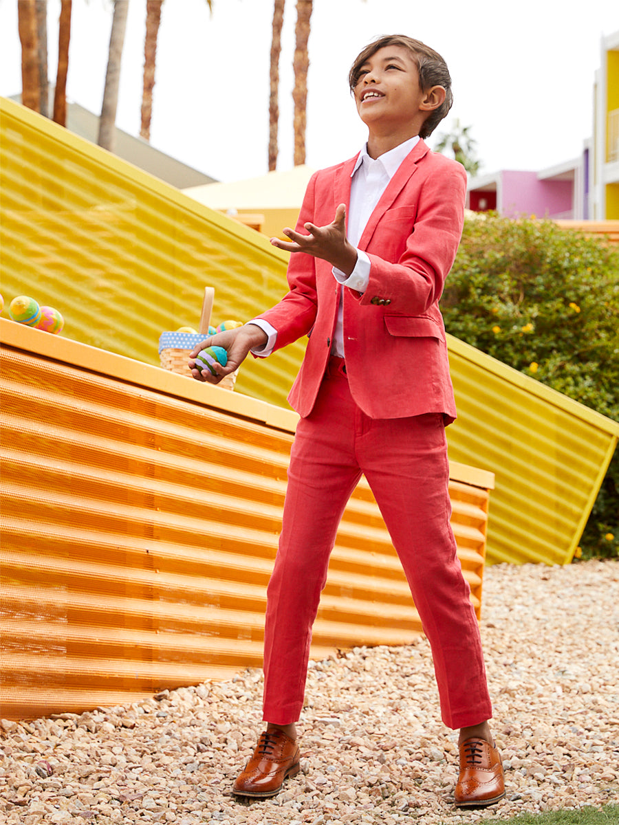 Boys 2 Piece Poppy Red Mod Suit Alt 2