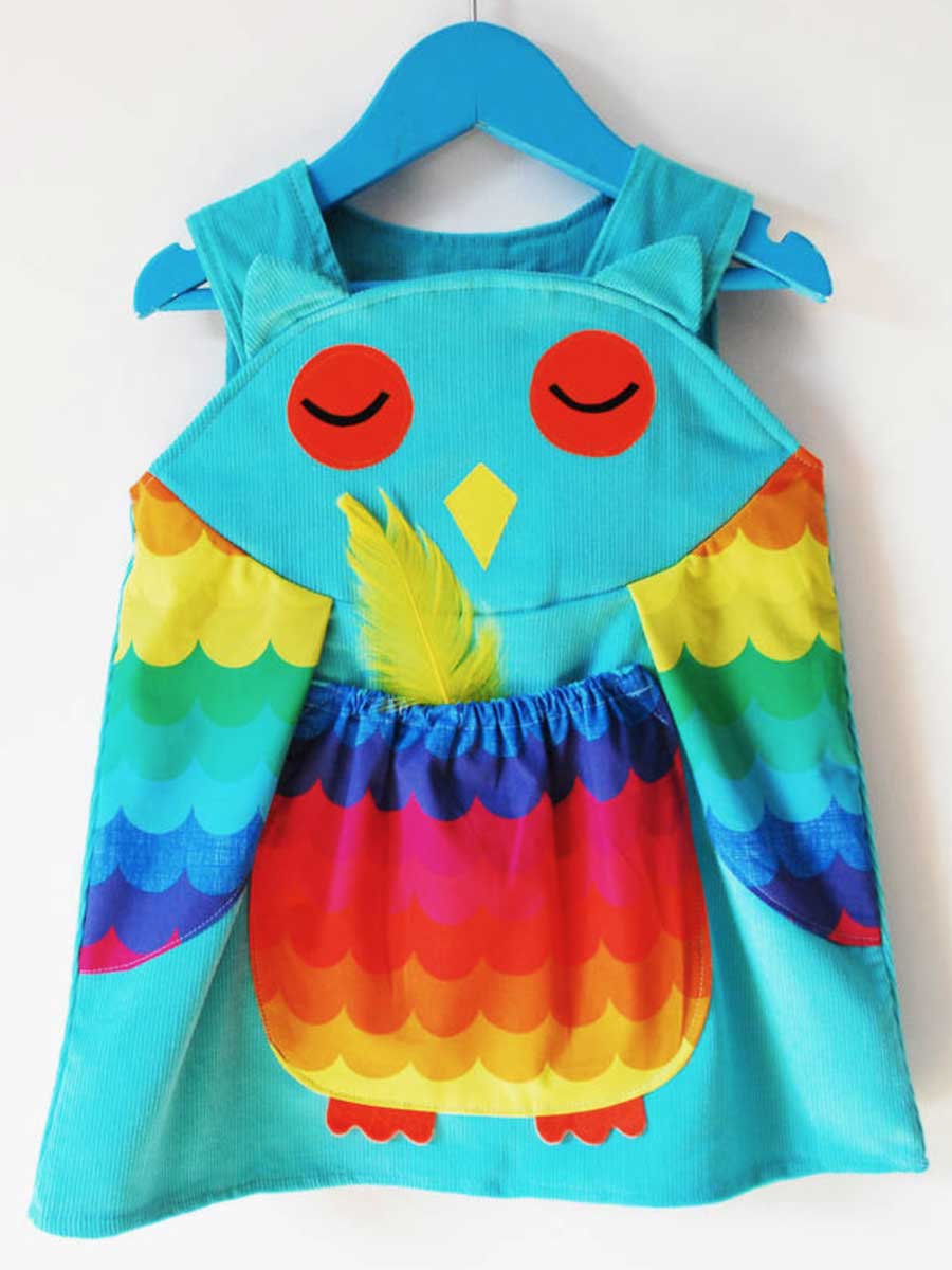 Owl Dress, Aqua Front