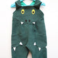 Dino Dragon Dungarees, Green Cord Front