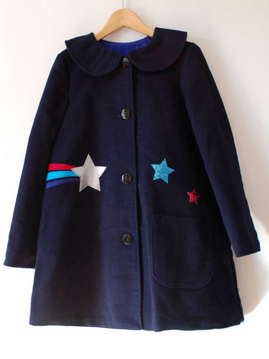 Stargazer Coat, Navy Moleskin Front