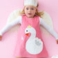 Swan Princess Fairy Tale Pinafore Dress, Pink Glitter