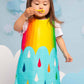 Rainbow Raindrops Print Dress for Girls