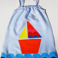 Out to Sea Pocket Pinafore Dress, Blue Linen Alt 1
