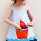 Out to Sea Pocket Pinafore Dress, Blue Linen