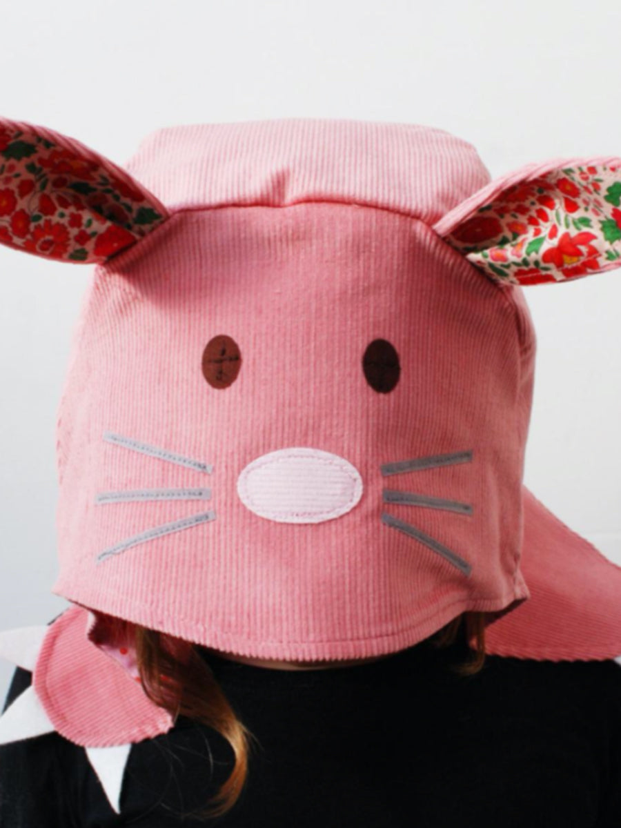 Dusky Pink Bunny Hat with Liberty Print for Infants and Kids