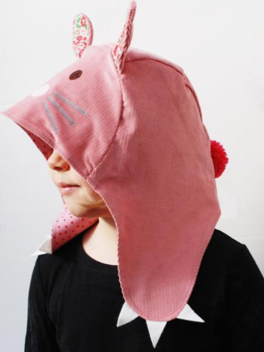 Dusky Pink Bunny Hat with Liberty Print for Infants and Kids
