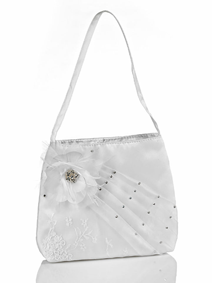 Organza Flower Satin Purse in White or Ivory