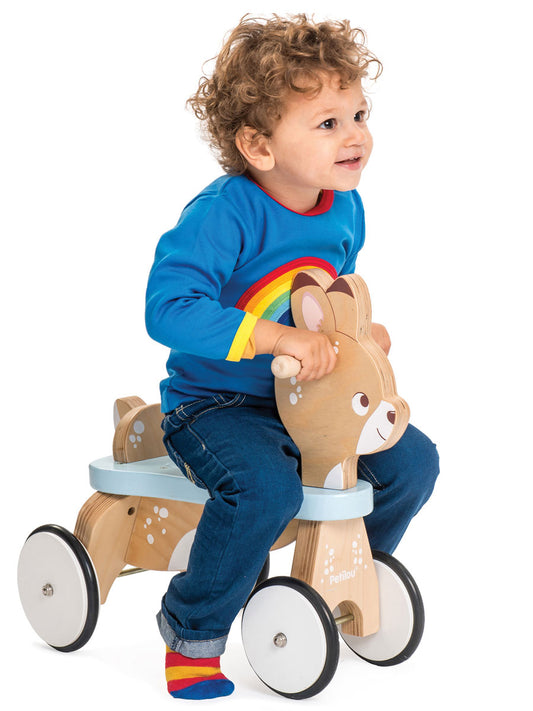Wooden Ride On Deer Toy for Toddlers Alt 1