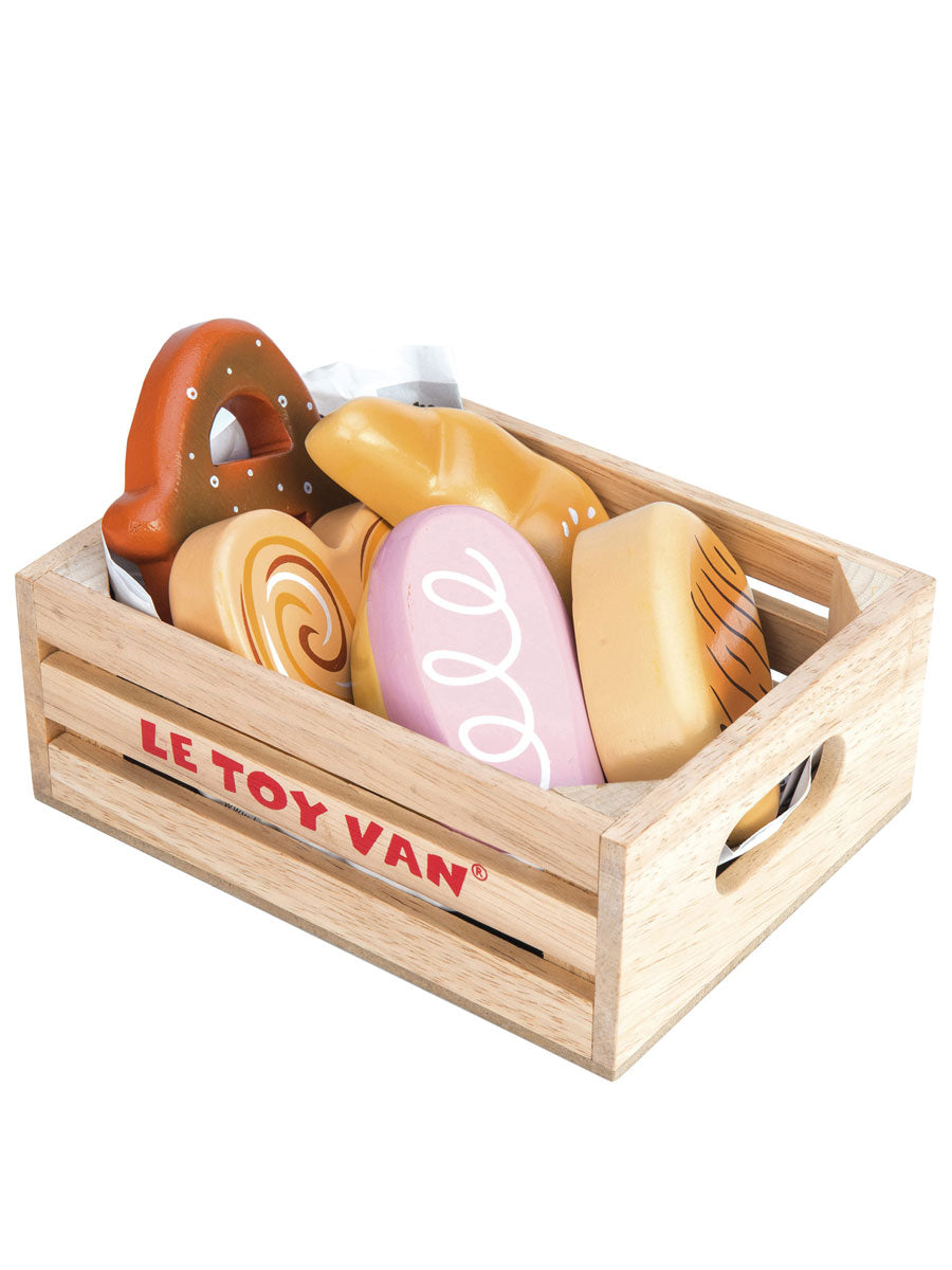 Wooden Baker's Basket Crate Toy Set